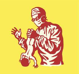 Delivery Room Doctor About to Spank Newborn