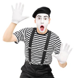 Street artist performing isolated on white background